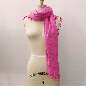 Isabel Marant Fringe Woven Pink Scarf Stripe